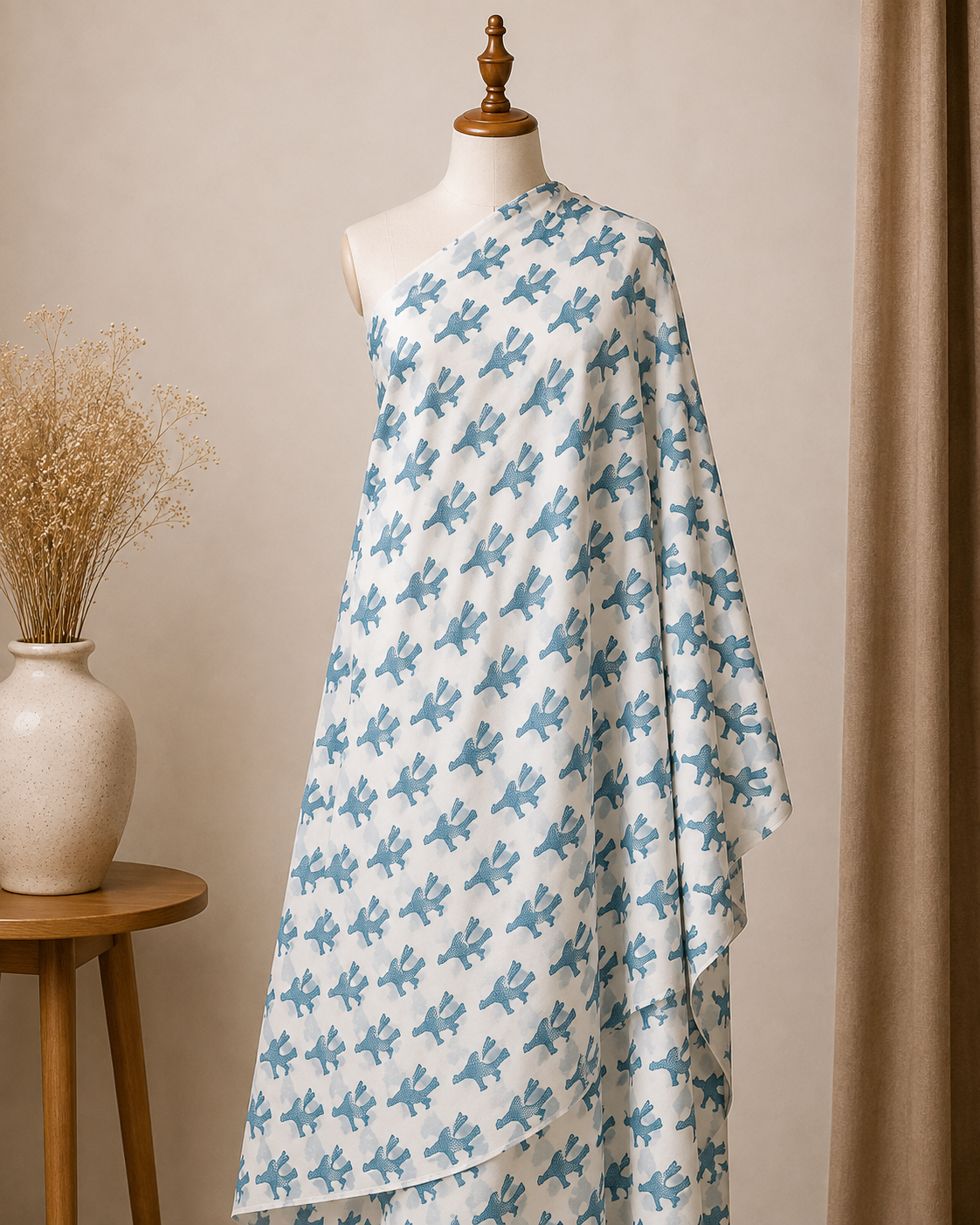 Premium Quality Cotton With abstract character Inspired Hand-Block Print