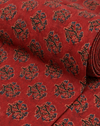 Brick Red Ajrak Print Fabric with Floral Motifs
