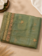 Sage Green Suit with  pure Tissue Silk dupatta