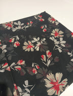 Black Red & Ivory Floral Print Fabric