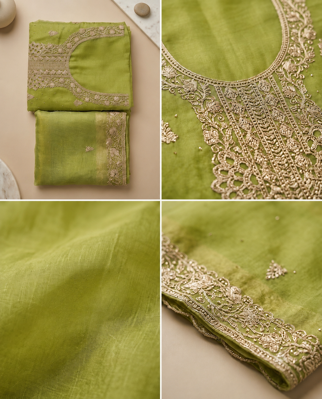 Dusty Mauve Chinon Unstitched Suit with Banarasi Weave Dupatta