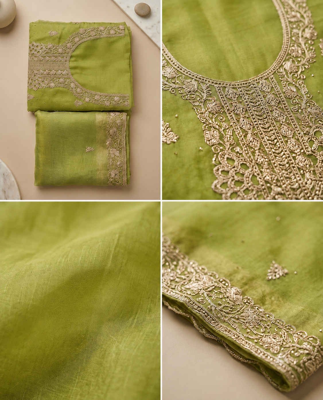 Dusty Mauve Chinon Unstitched Suit with Banarasi Weave Dupatta