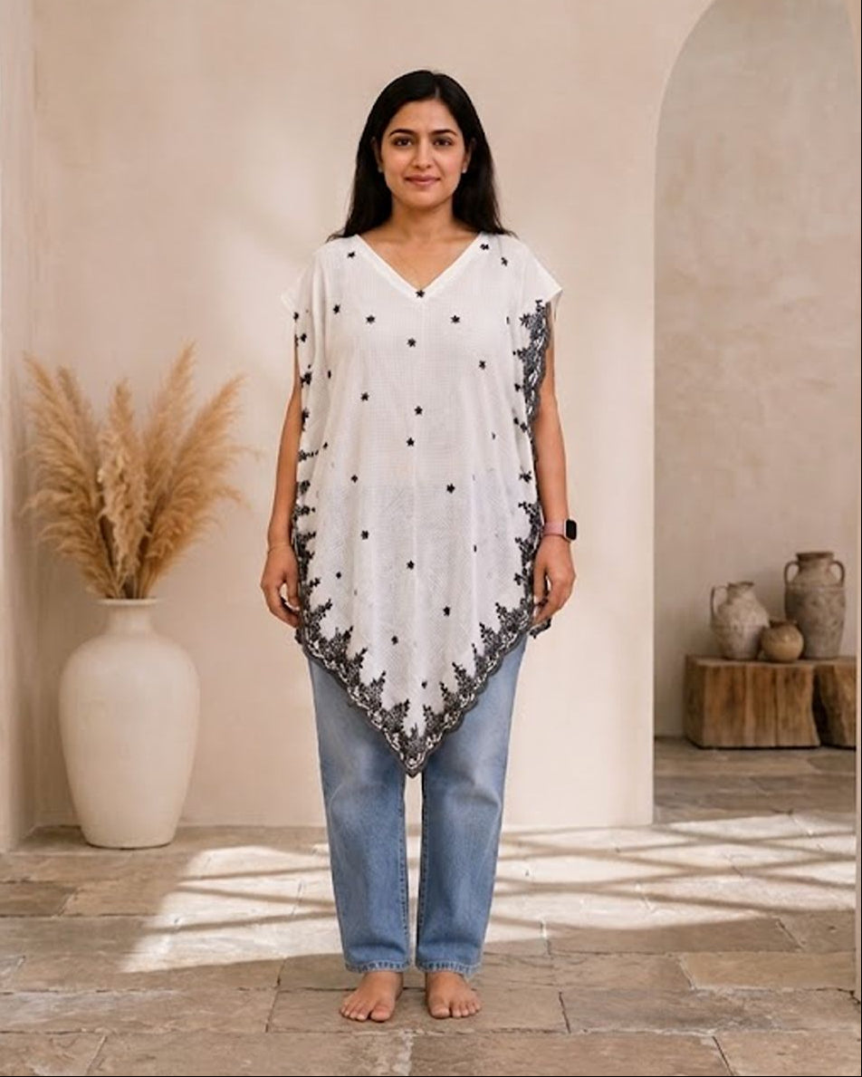 Premium Embroidered Cotton Kota Kaftan  AYLIN0041