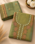 Sage Green Suit with  pure Tissue Silk dupatta