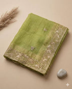 Dusty Mauve Chinon Unstitched Suit with Banarasi Weave Dupatta