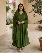 Green Mul Chanderi Hand worked Party Wear Set AYLN0018