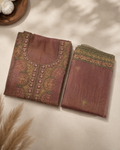 Mocha Mauve Suit with  pure Tissue Silk dupatta