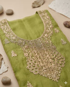 Dusty Mauve Chinon Unstitched Suit with Banarasi Weave Dupatta