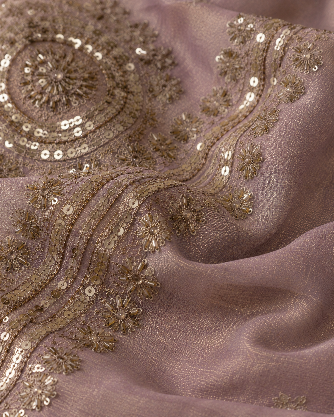 Dusty Lavender Suit with  pure Tissue Silk dupatta